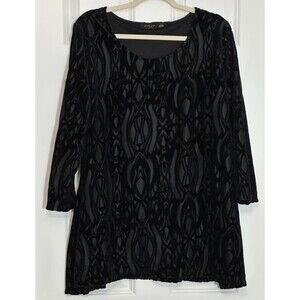 FYLO Top Size XL Black Velvet Burnout Tunic Fairy Grunge Whimsigoth Asymmetrical